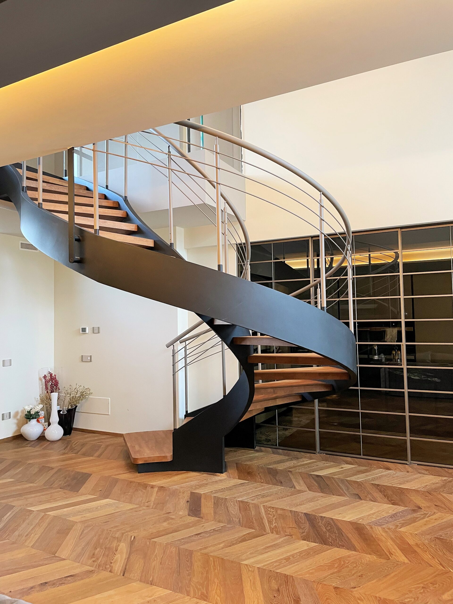 Helical curved staircase in Scottsdale luxury estate